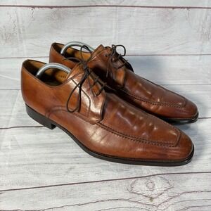 Magnanni Apron Toe Derby Shoes Mens 10 Brown Leather Spain